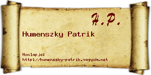 Humenszky Patrik névjegykártya